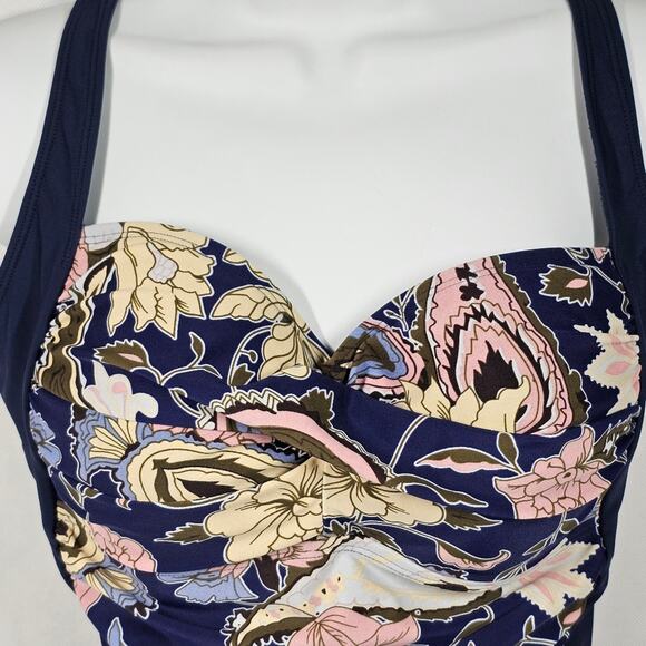 Romenza Targo One Piece Navy + Floral Bandeau Swimsuit Size 6-8* *READ - Picture 2 of 13